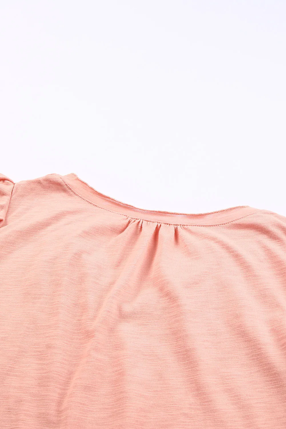 Pink Casual Solid V Neck Tee