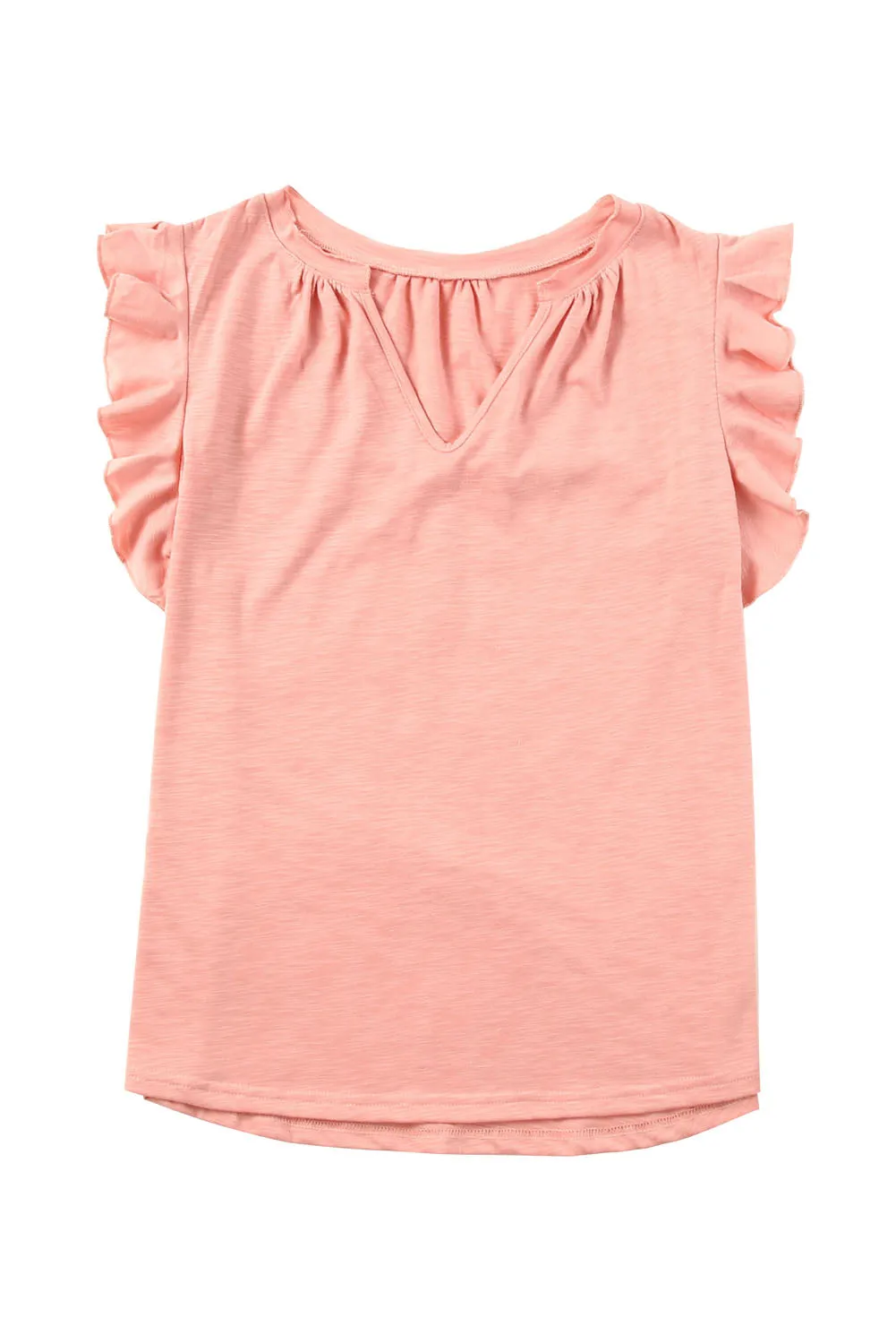 Pink Casual Solid V Neck Tee