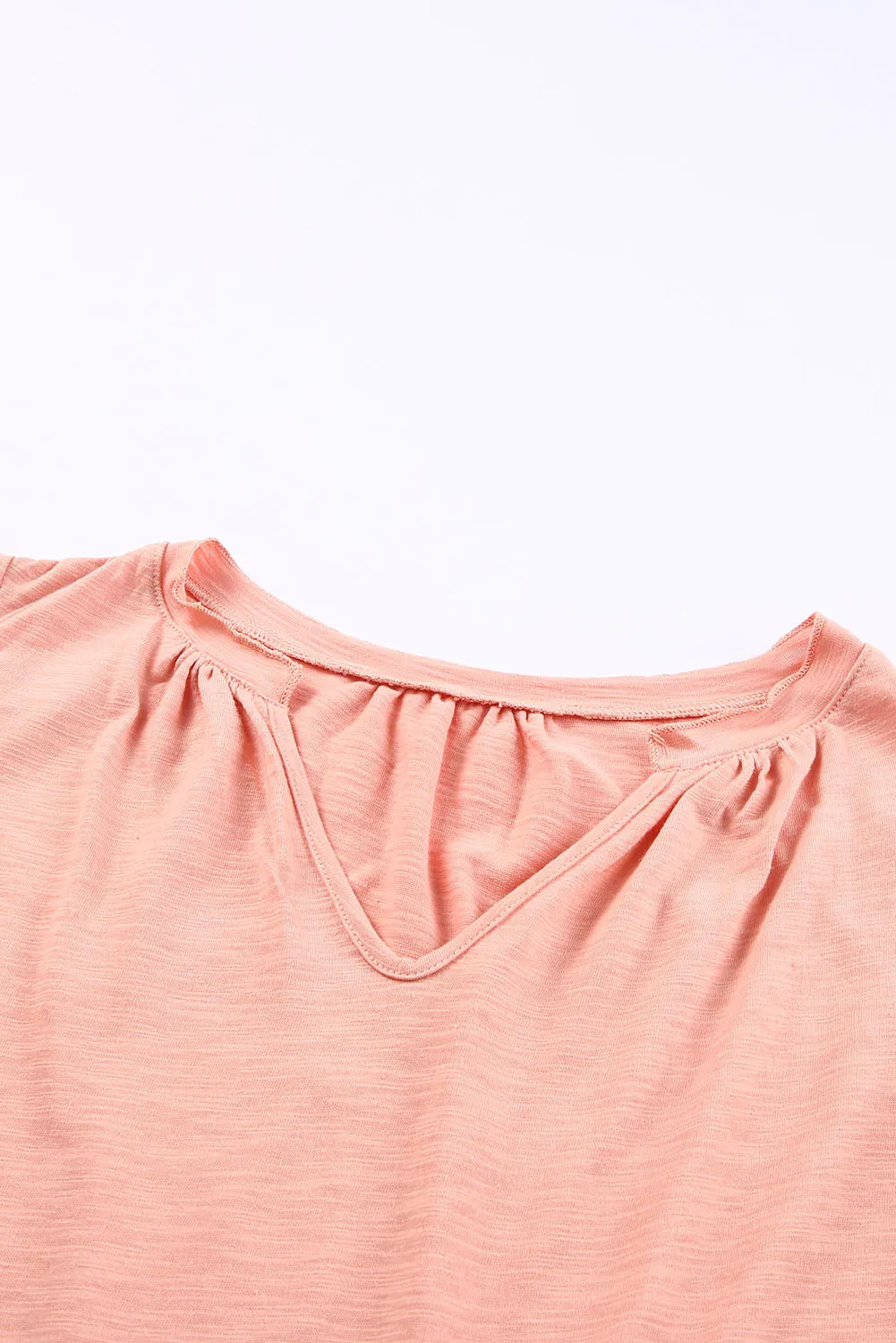 Pink Casual Solid V Neck Tee