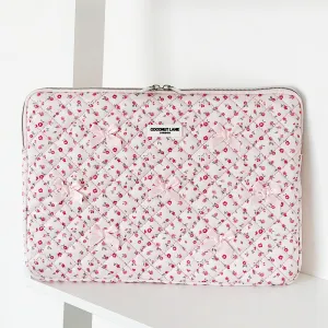 Quilted Pink Watercolour Flowers Laptop Sleeve