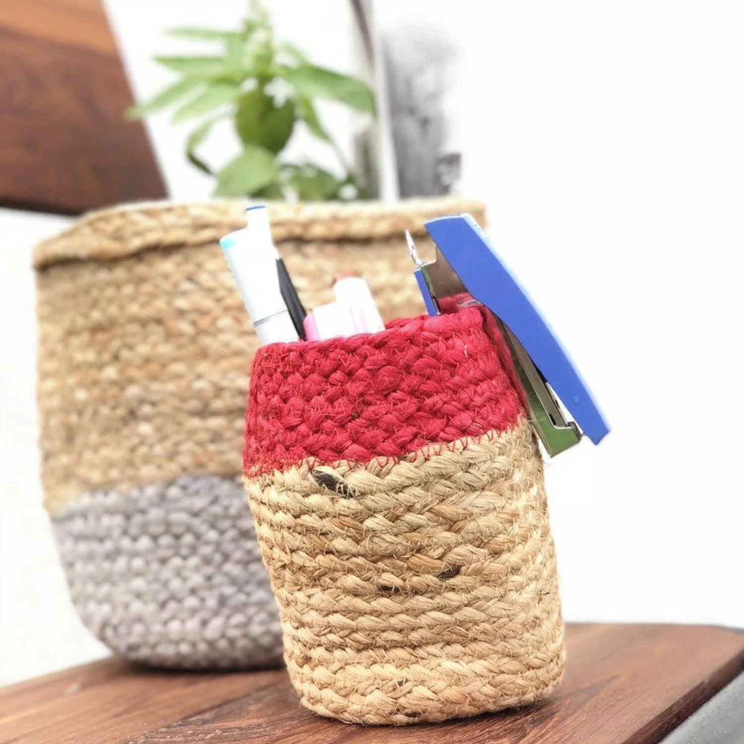 Red Jute Planter Cum Storage Basket (S,M,L)