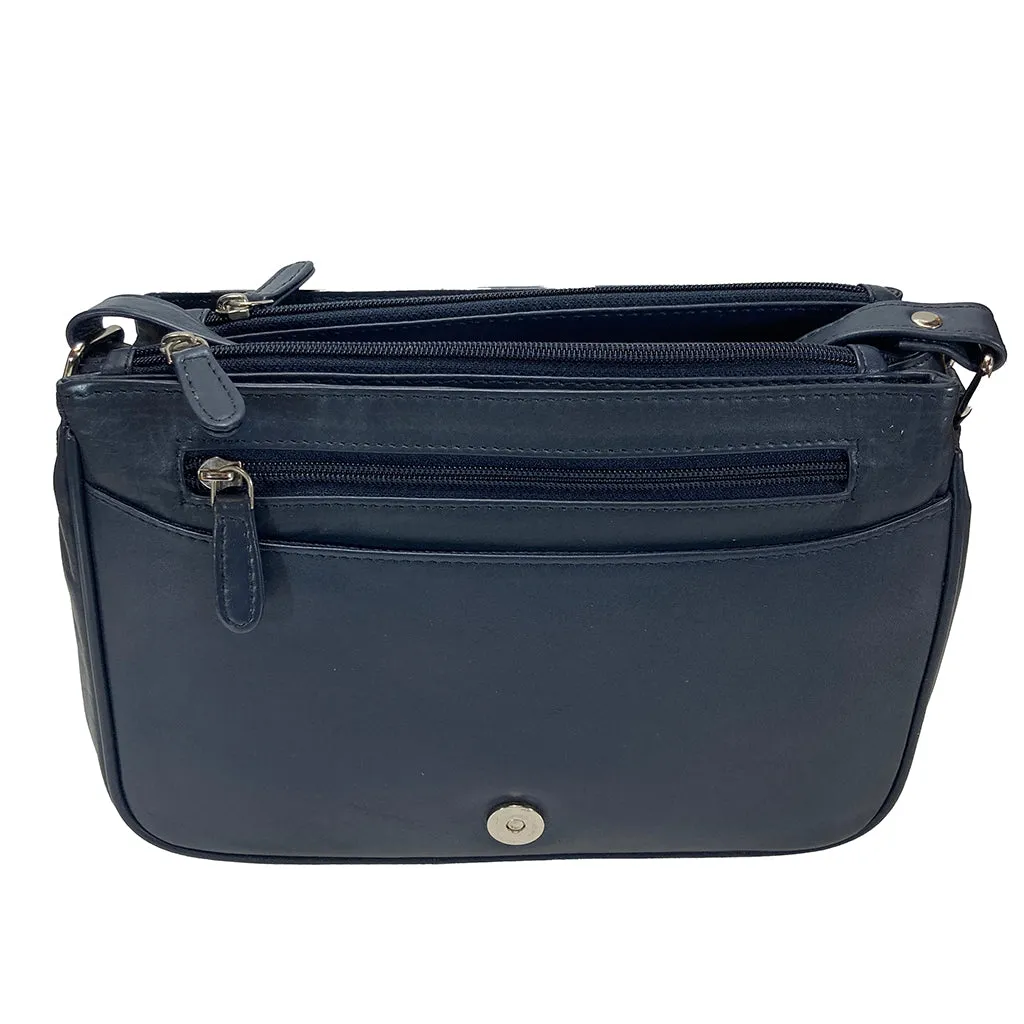 Rowallan Leather Flap Front Organiser Bag - Style: 31-8906  Navy