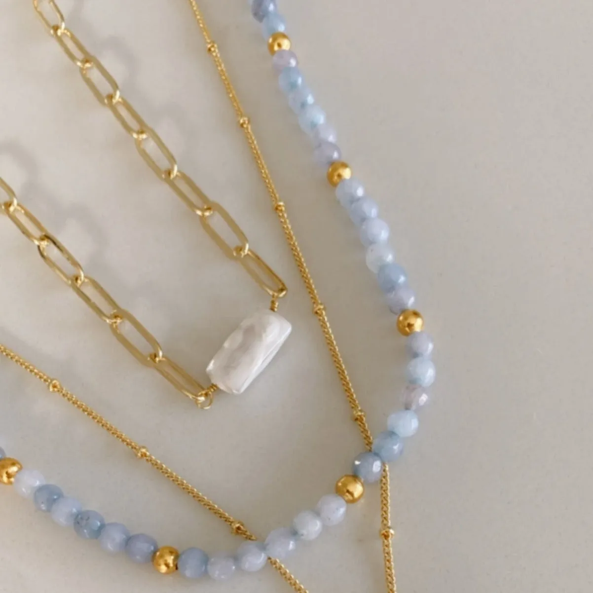 Salty Safari - Necklace - Riviera - Sky Blue & Gold