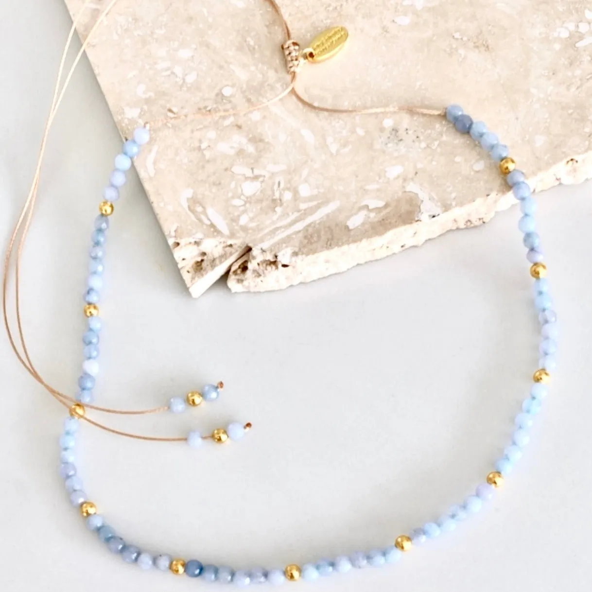 Salty Safari - Necklace - Riviera - Sky Blue & Gold