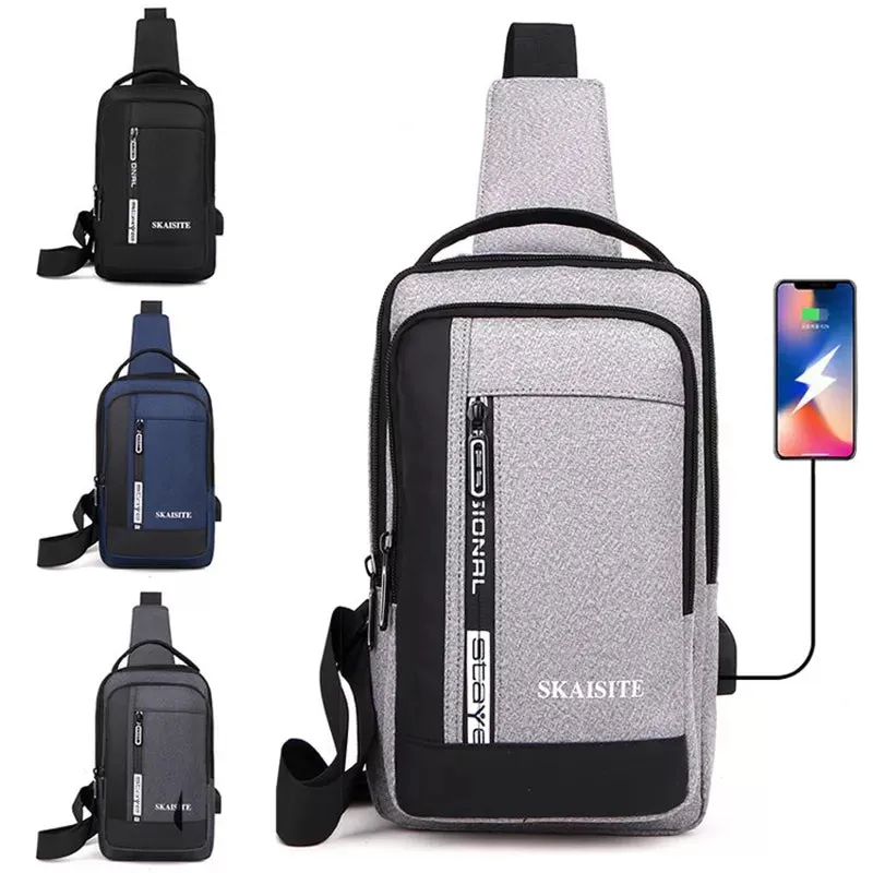 Sleek Urban Chest Bag with USB Charging Port