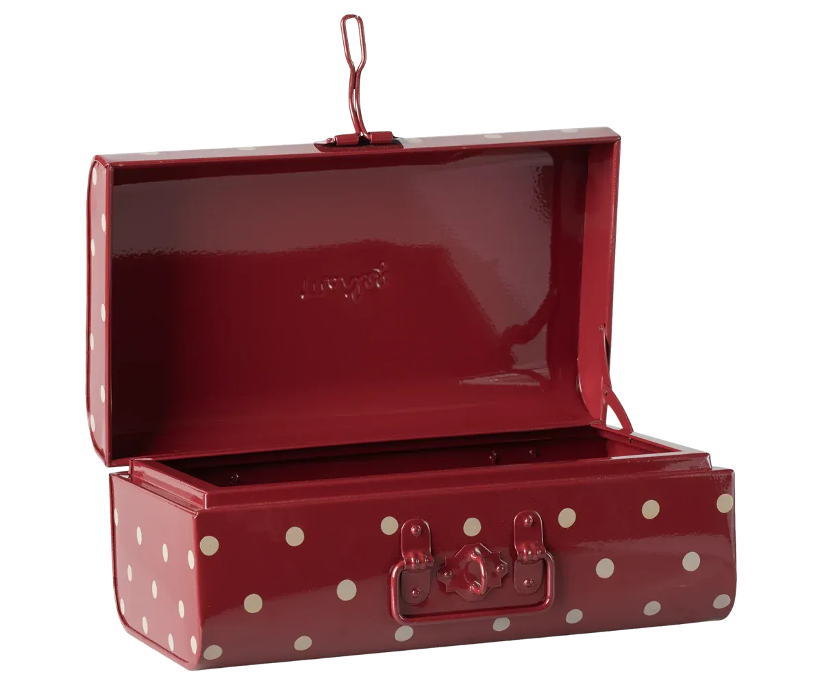 Storage suitcase, Small - Red w/Dots