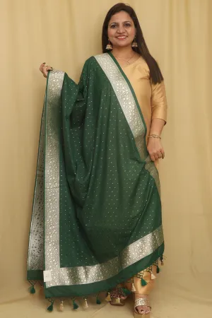 Stunning Green Banarasi Silk Stole - Elegant and Luxurious