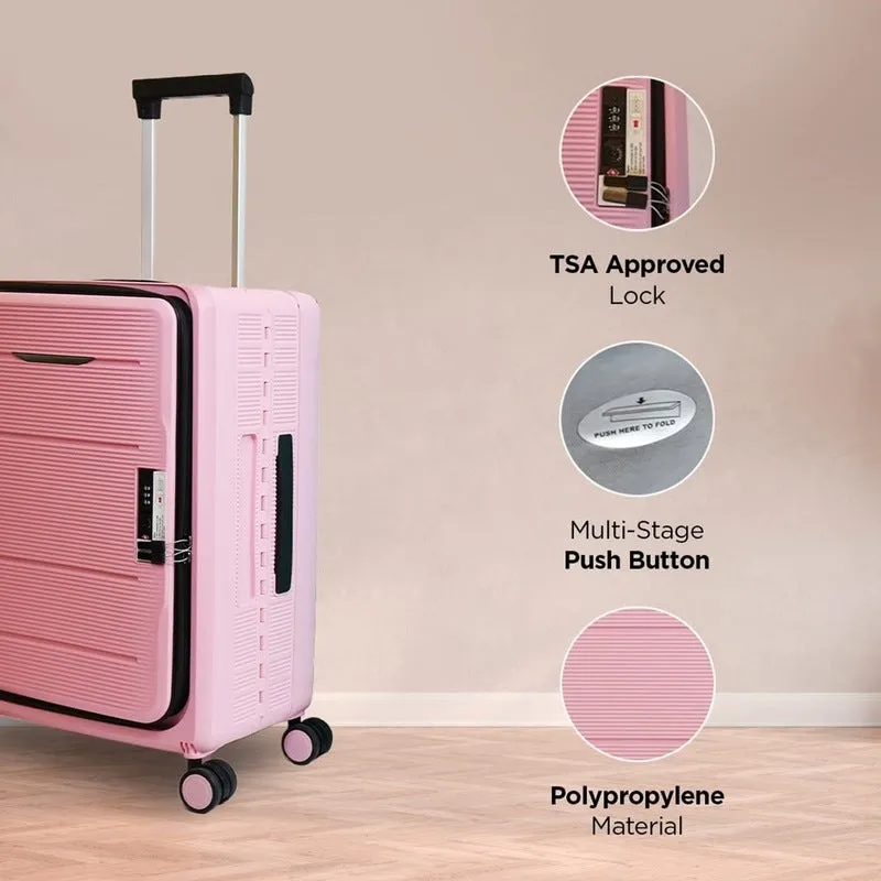 THE CLOWNFISH Collapsible Series Luggage Polypropylene Hard Case Suitcase Spinner Eight Wheel Foldable Trolley Bag With Tsa Lock- Black (Small Size, 51 Cm-20 Inch), H-56 Centimeters