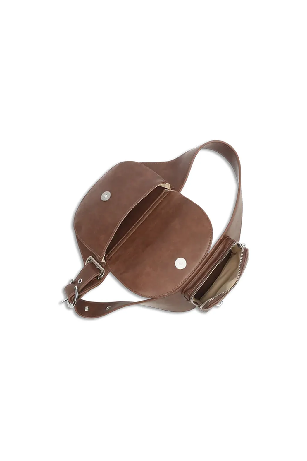 THE ELIZA FESTIVAL BELT IN DISTRESSED VEGAN LEATHER - BROWN