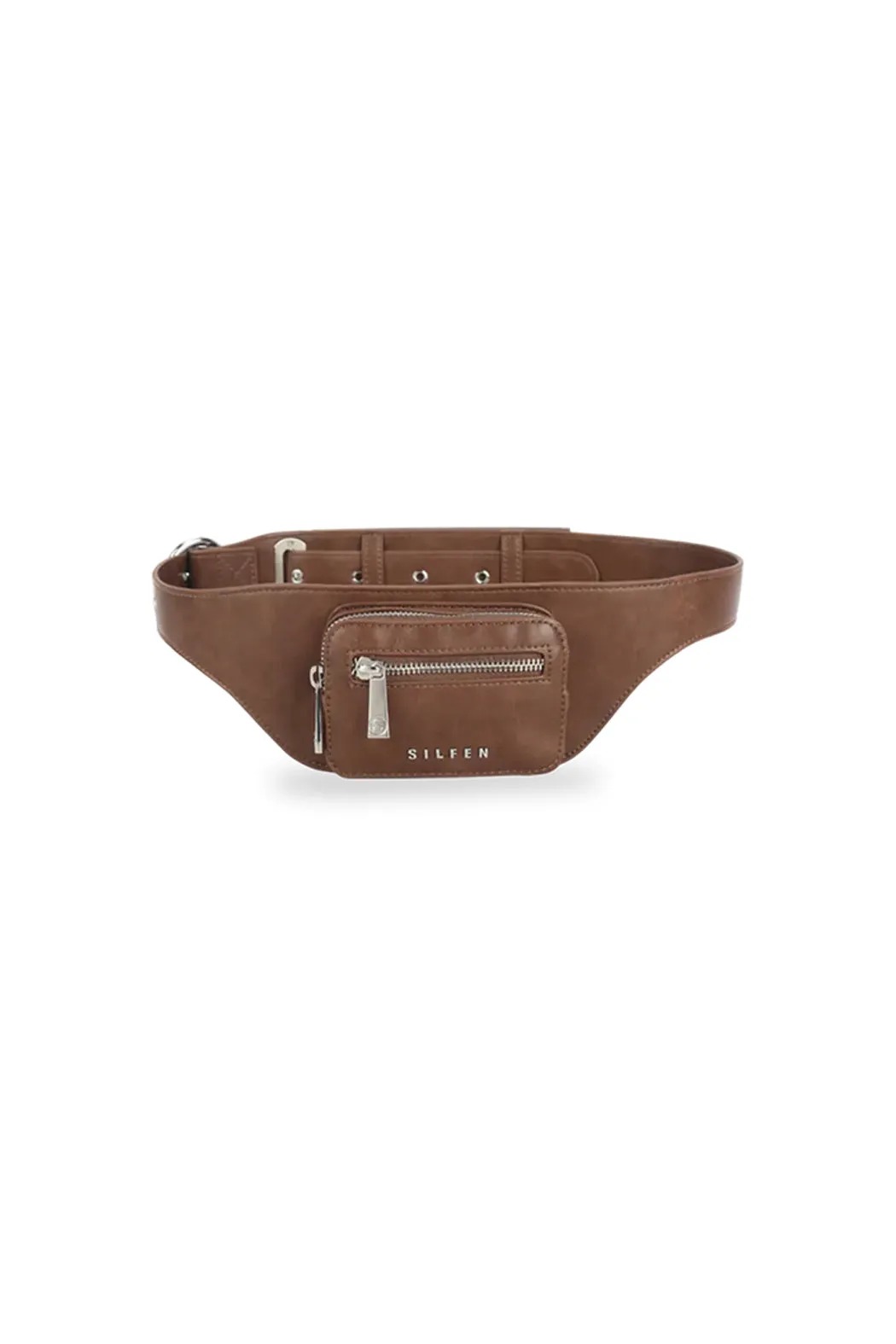 THE ELIZA FESTIVAL BELT IN DISTRESSED VEGAN LEATHER - BROWN