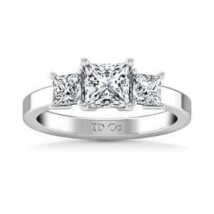 Three Stone Princess Cut Diamond Engagement Ring Alana 14K White Gold