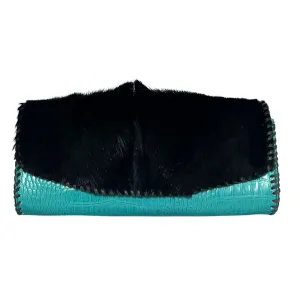 Turquoise Crocodile & Antelope Handbag