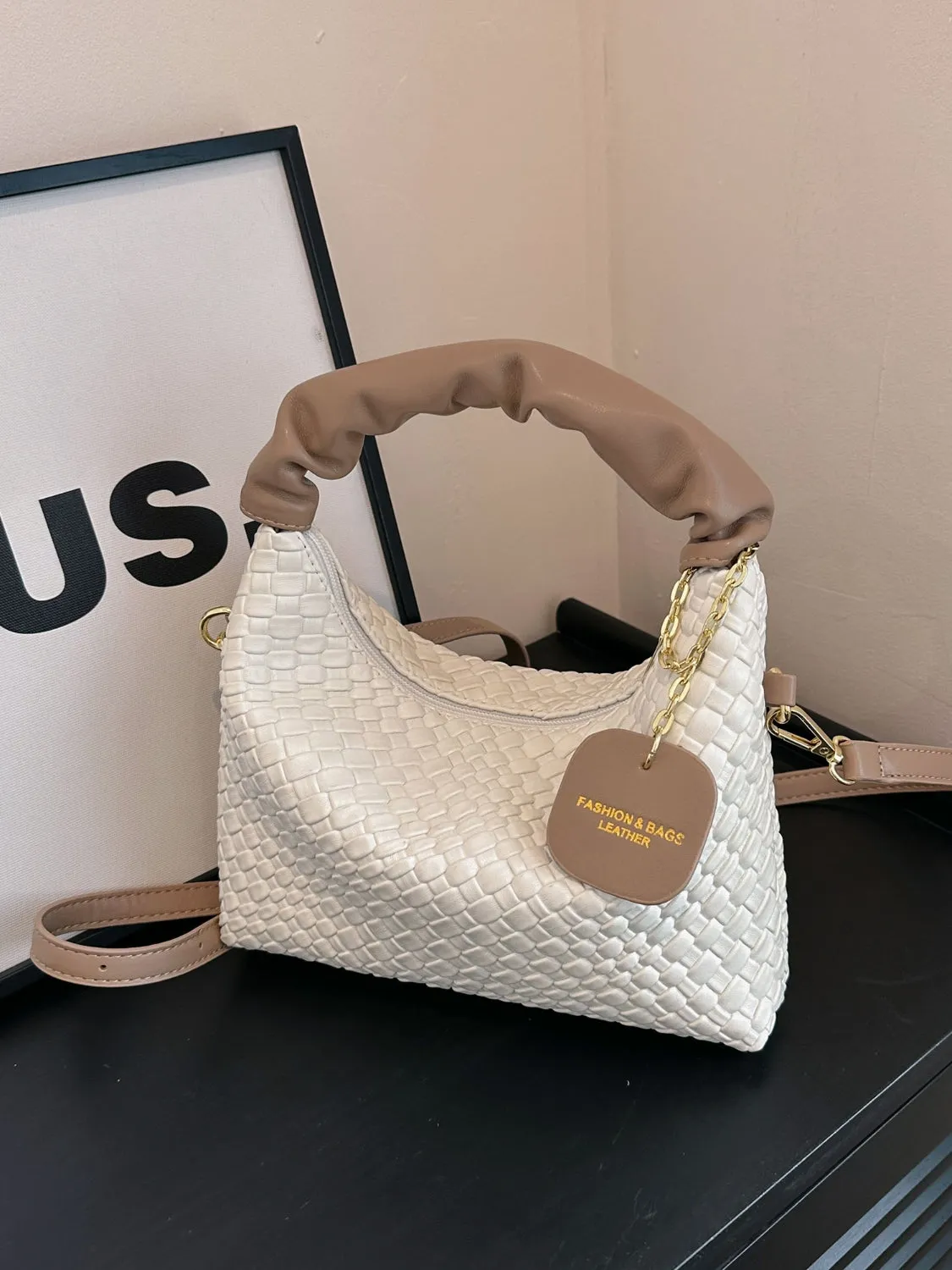 Vyolette PU Leather Woven Crossbody Bag