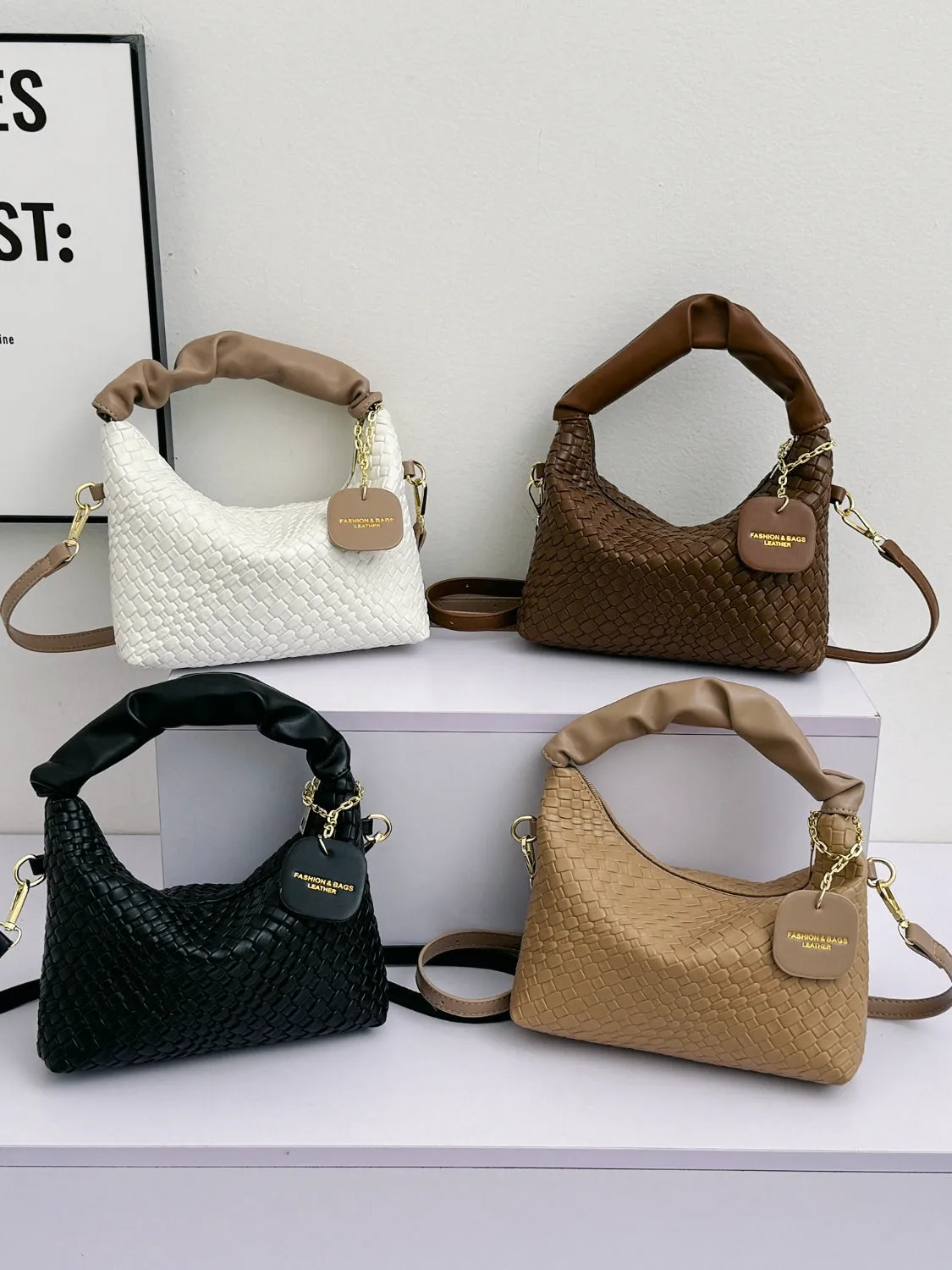 Vyolette PU Leather Woven Crossbody Bag