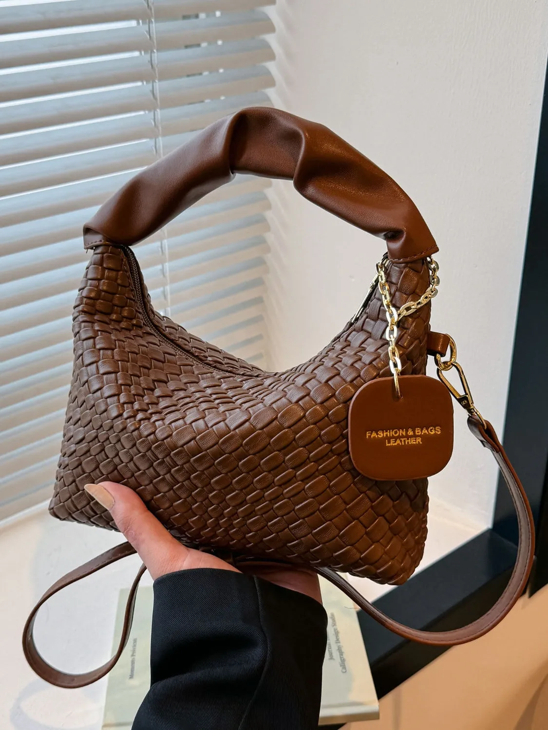 Vyolette PU Leather Woven Crossbody Bag