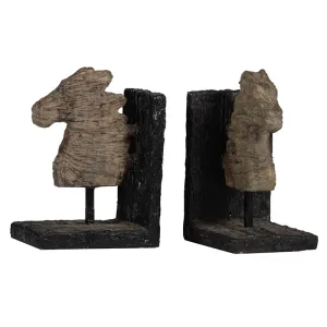 Weathered Horse Bookends - 11.6x4x7.6"