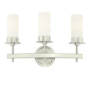 Westinghouse 6327100 3 Light Wall Brushed Nickel Finish with Frosted Opal Glass