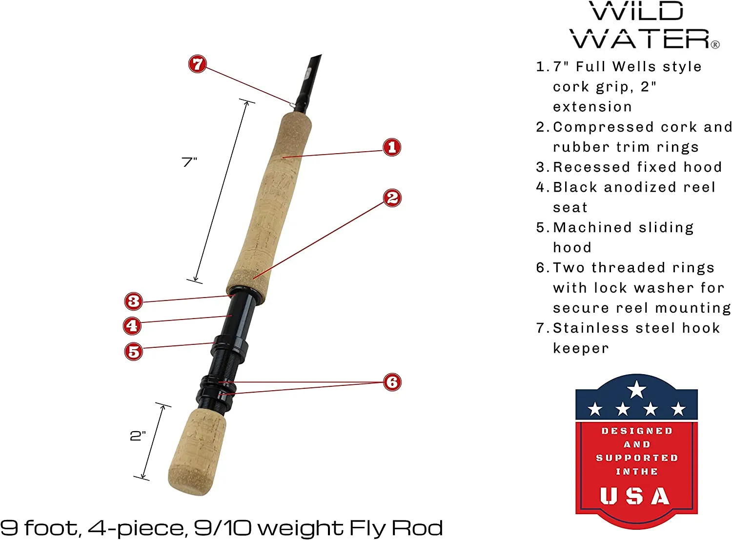 Wild Water Fly Fishing Kit, 9ft 9/10 Weight Rod and CNC Reel Package