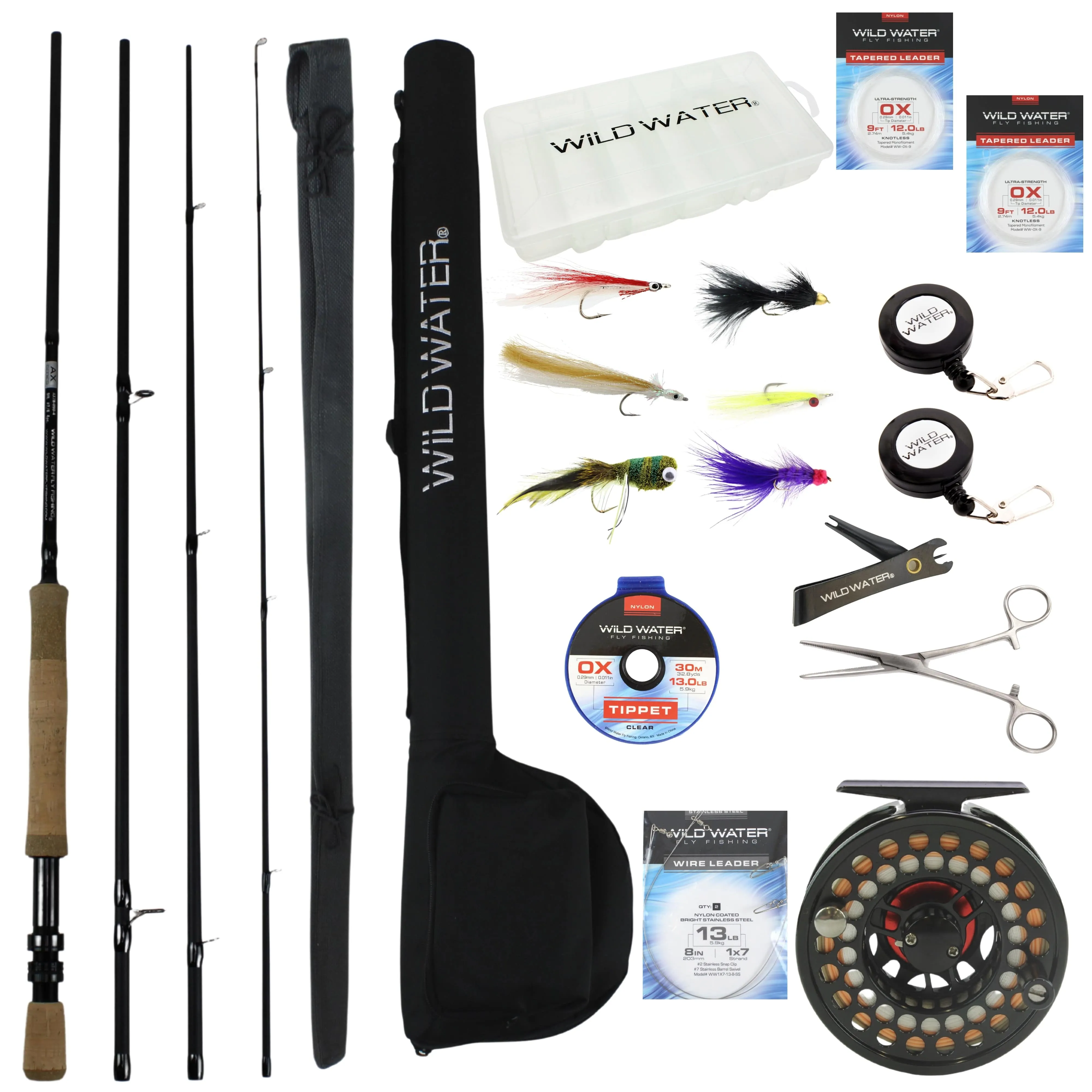 Wild Water Fly Fishing Kit, 9ft 9/10 Weight Rod and CNC Reel Package