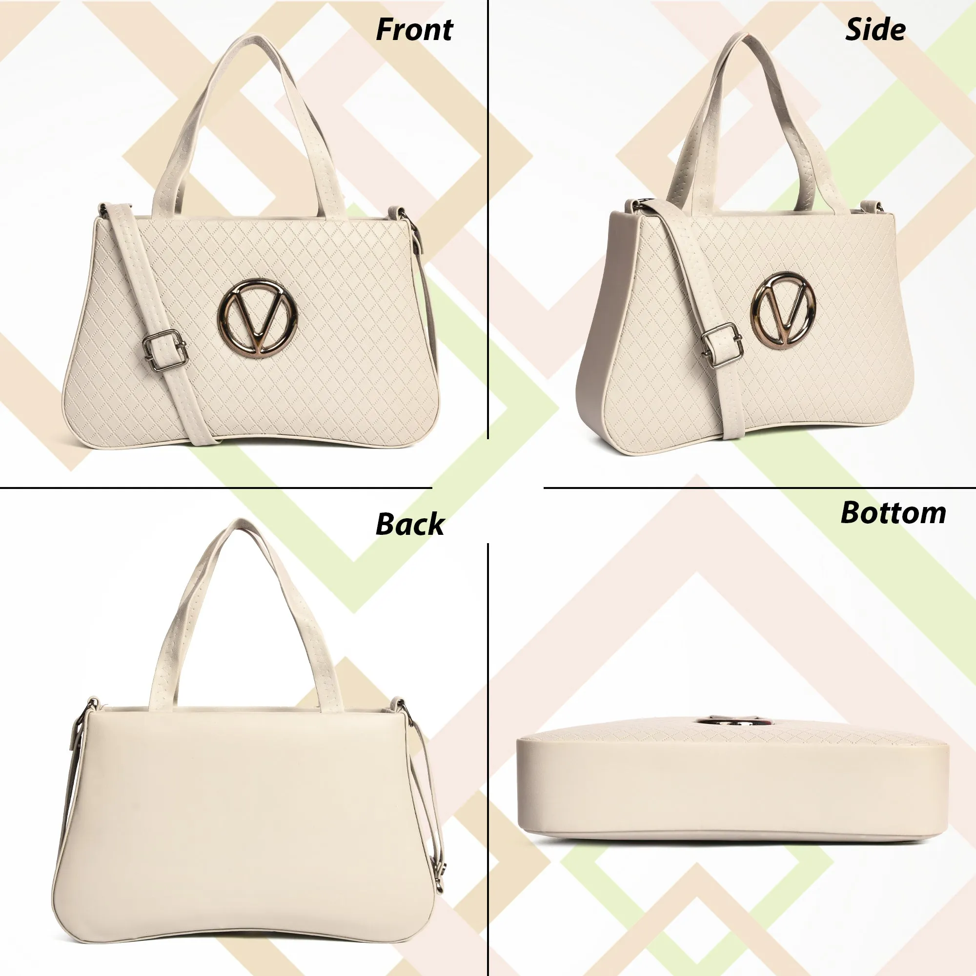 Women’s Stylish Sling Bag with Handle - Cream