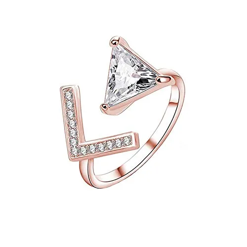 Yellow Chimes Rings for Women Rose Gold Plated Ring Creative Lucky Triangle Shaped Crystal Adjustable Rings For Women And Girl's.