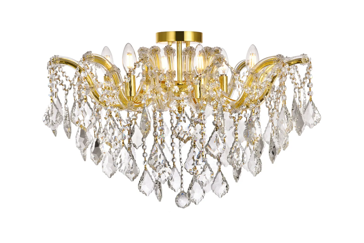 ZC121-2800F24G/RC - Regency Lighting: Maria Theresa 6 light Gold Flush Mount Clear Royal Cut Crystal